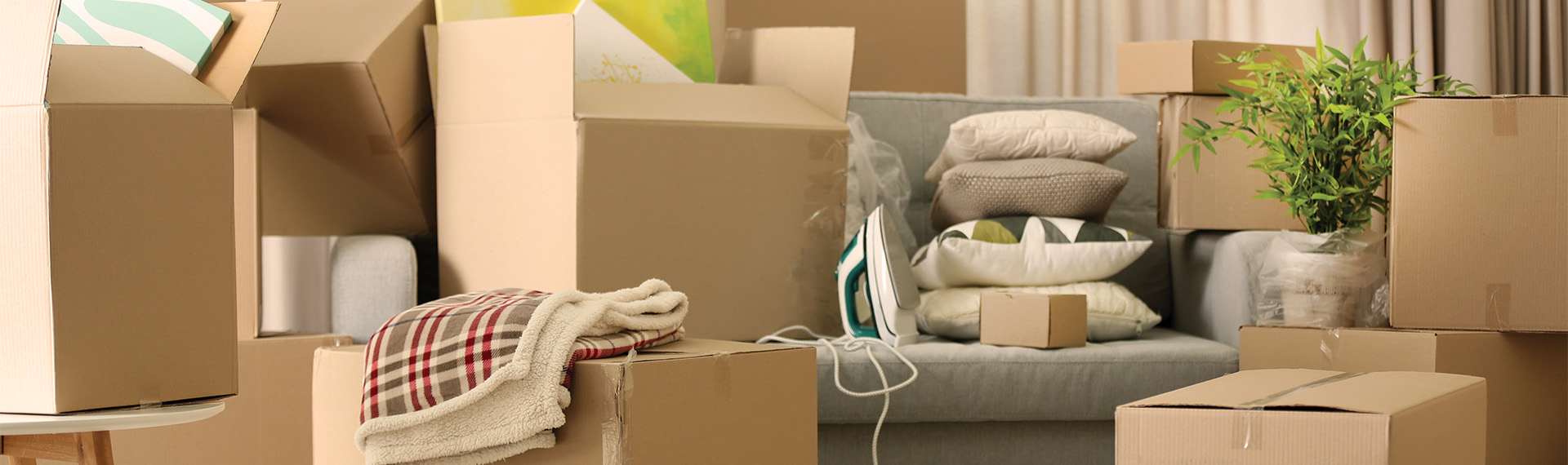 Packed household goods for moving into new house