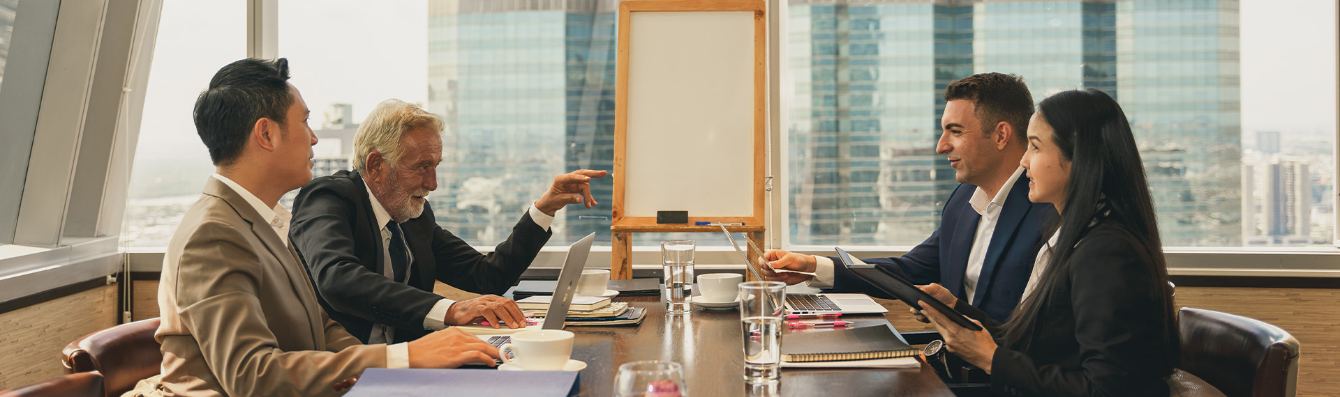 businesspeople metting and having business presentation in boardroom